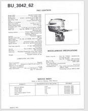 1962 Evinrude Lightwin 3 HP 3042 3043 Data Bulletin BU_3042_62