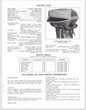 1962 Evinrude Big Twin 40 HP 35028 35029 Data Bulletin