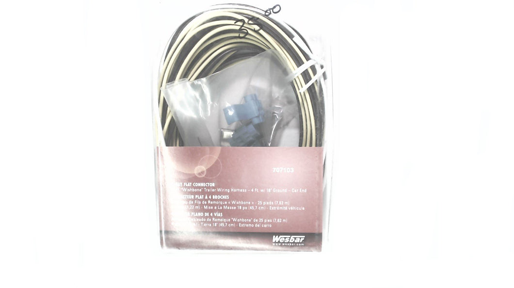 Wesbar 707103 4-Way Flat Connector 25 Ft Wishbone & 4 FT Harness w/18