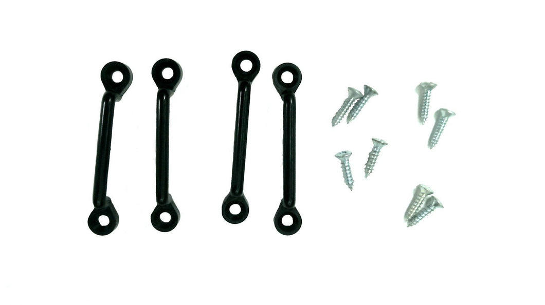 Set of 4 Black Footman Loops W/Screws L 3