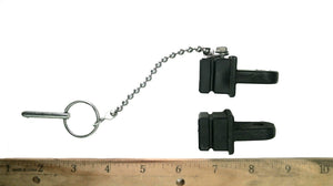 Pair of Inside Eyes for 1" Square Tubing - One with Chain & Pin - Black - Used