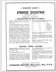 1939 Evinrude 6039 6041 Speeditwin Parts List/Catalog