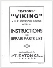 1933 4 HP Eatons Viking Outboard Model 441 Instructions & Repair Parts List