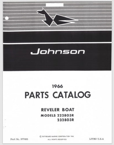 1966 Johnson Reveler Boat Models 222803R 232803R Parts Catalog