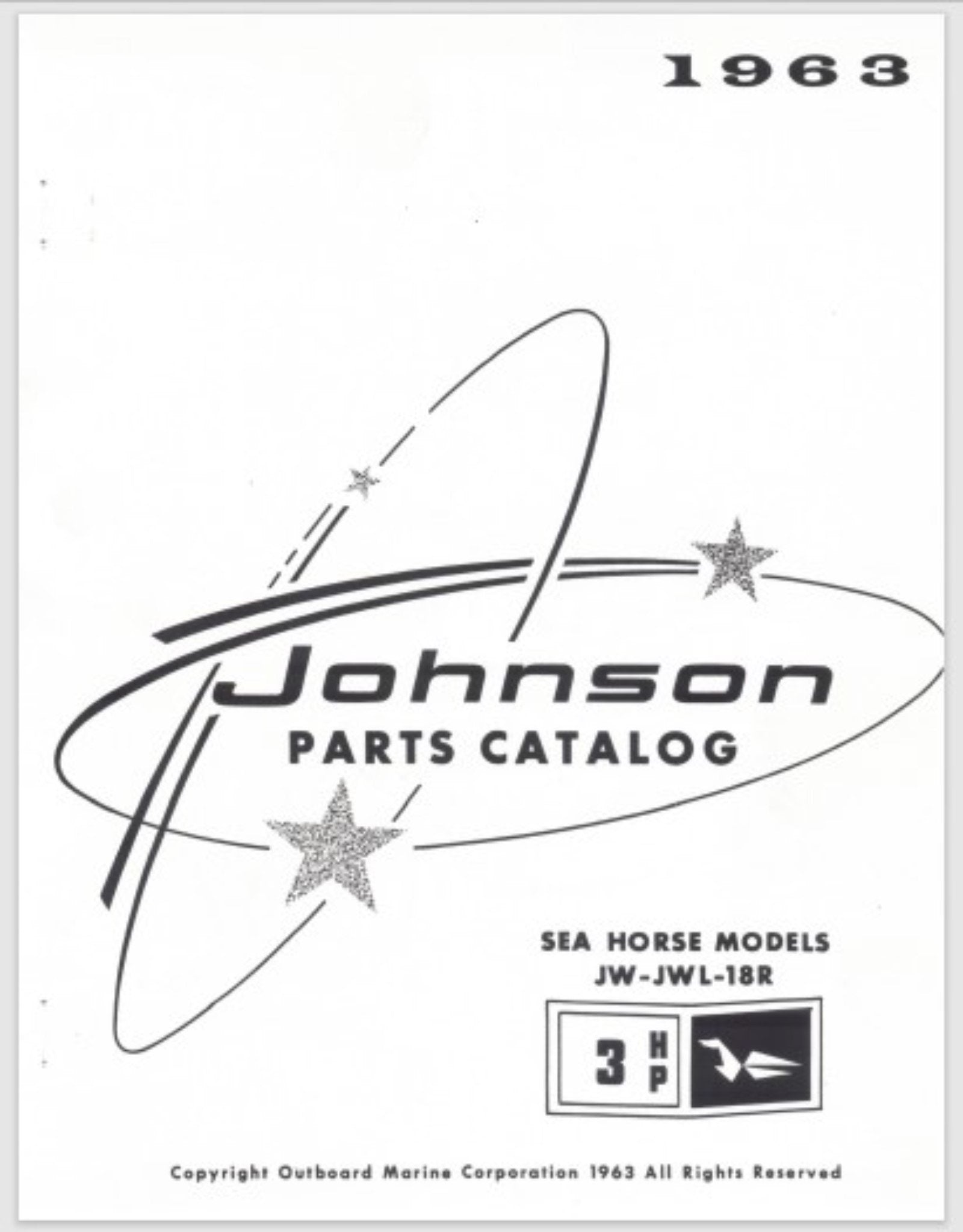 1963 Johnson Sea Horse 3HP JW18R JWL18R Parts Catalog Pine Lake Parts