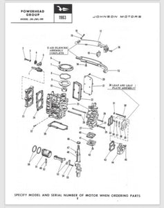 1963 Johnson Sea Horse 3HP JW-18R JWL-18R Parts Catalog