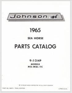 1965 Johnson Sea Horse 9-1/2 HP MQ-11C MQL-11C Parts Catalog