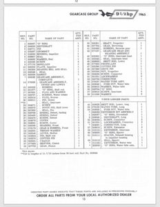 1965 Johnson Sea Horse 9-1/2 HP MQ-11C MQL-11C Parts Catalog