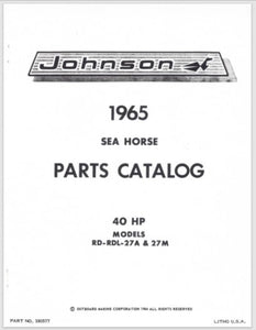 1965 Johnson Sea Horse 40HP RD-27A RDL-27A RD-27M RDL-27M Parts Catalog