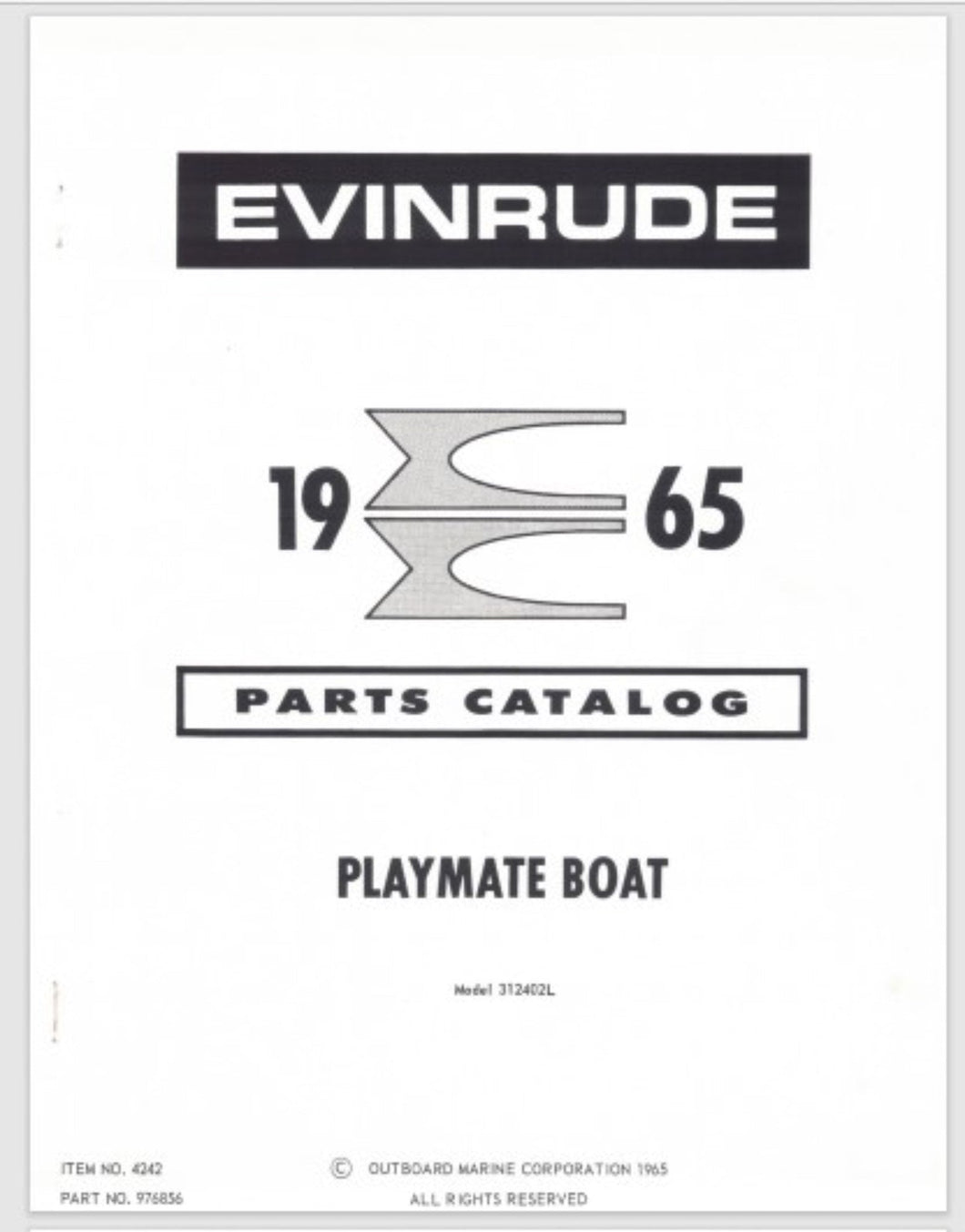 1965 Evinrude Playmate Boat Model 312402L Parts Catalog