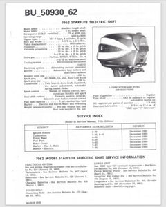 1962 Evinrude 75 HP Starflite 50930 50931 Data Bulletin