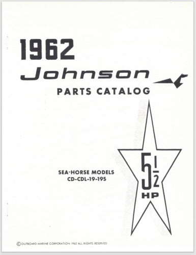 1962 Johnson 5.5HP CD-19 CDL-19 CD-19S CDL-19S Parts Catalog
