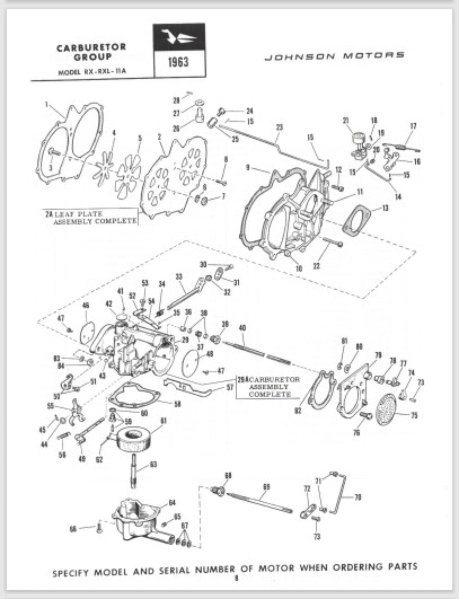 1963 Johnson 28HP RX11A RXL11A Parts Catalog Pine Lake Parts