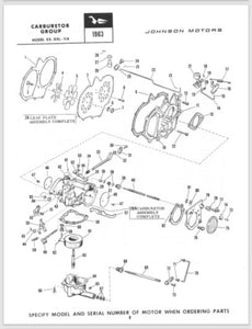 1963 Johnson 28HP RX-11A RXL-11A Parts Catalog