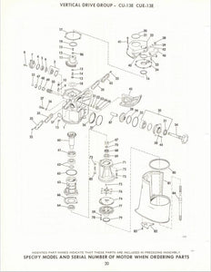 1965 OMC 120 HP Stern Drive Models CU-13E CUE-13E SU-13E SUE-13E Parts Catalog