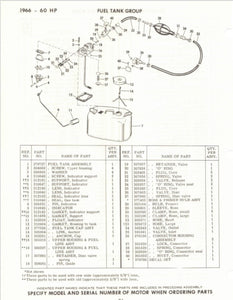 1966 Johnson 60 HP Models VX-12R VXL-12R VXH-12R VXHL-12R Parts Catalog