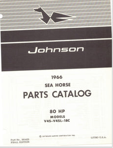 1966 Johnson 80 HP Models V4S-18C V4SL-18C Parts Catalog - Used