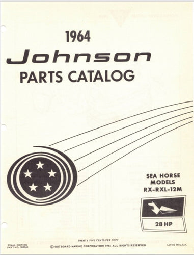 1964 Johnson 28 HP Models RX-12M RXL-12M Parts Catalog - Used