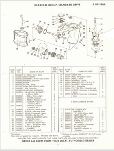 1966 Johnson 3 HP MODELS JW-21E JWL-21E JH-21E JHL-21E Parts Catalog - Used