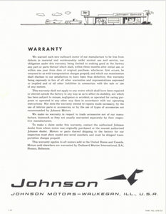 1960 Johnson 10 HP Models QD-21 QDL-21 QD-21S QDL-21S Parts Catalog - Used