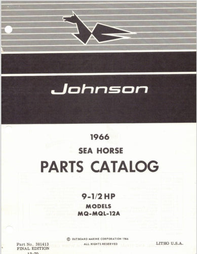 1966 Johnson 9.5 HP Models MQ-12A MQL-12A Parts Catalog - Used